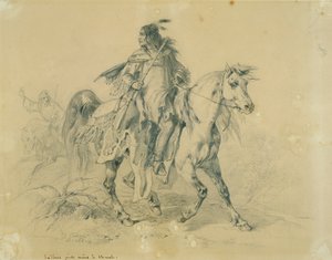 Blackfeet-kriger til hest av Karl Bodmer
