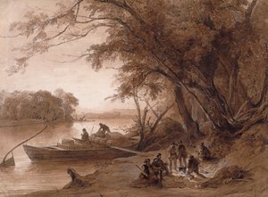 Leir av reisende på Missouri av Karl Bodmer