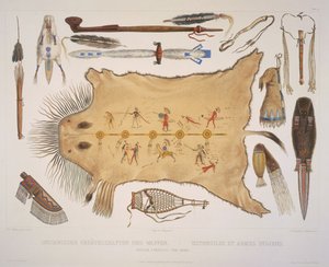 Indiske redskaper og armer, gravert av A. Zschokke und J. Hurliman, utgitt i 1840 (akvatint) av Karl Bodmer