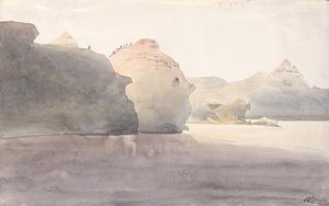 Fjellformasjoner på Upper Missouri av Karl Bodmer