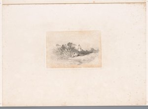 To hegre ved vannkanten Landskap med dyr (serietittel) av Karl Bodmer