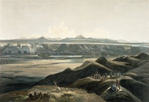 Utsikt over Rocky Mountains, plate 44 fra bind 2 av 'Reiser i det indre av Nord-Amerika', gravert av Sigismond Himely (1801-72) 1844 (akvatint) av Karl Bodmer