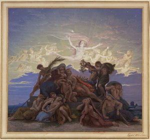 Berlin. Altes Museum ved Lustgarten. Utkast til veggmaleriet «Sorg ved gravhaugen» av Karl Friedrich Schinkel