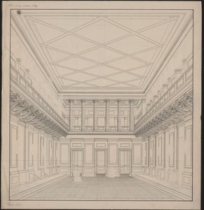 Berlin. Schauspielhaus på Gendarmenmarkt, konsertsal. Utsikt av Karl Friedrich Schinkel