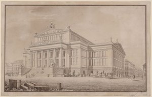 Berlin. Schauspielhaus på Gendarmenmarkt. Perspektivisk utsikt av Karl Friedrich Schinkel
