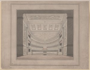 Berlin. Schauspielhaus på Gendarmenmarkt, tilskuerrommet av Karl Friedrich Schinkel