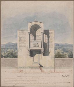 Bonn. Utkast til gravmonumentet for Barthold Georg Niebuhr, med et relieffportrett av ekteparet av Karl Friedrich Schinkel