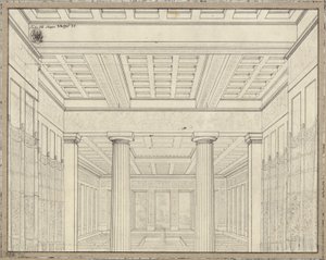 Dido. Opera av Bernhard Klein. Utforming til den 3. dekorasjonen. Kammer i palasset av Karl Friedrich Schinkel