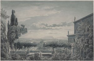 En fyrstes residens. Fyrsteparets private hage med utsikt over byen og havet av Karl Friedrich Schinkel
