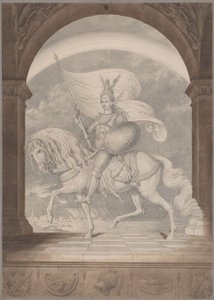 En rytter til hest i full rustning / Preussens geni som ridder av Karl Friedrich Schinkel