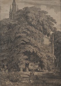 Gotisk kirke blant Oaks av Karl Friedrich Schinkel