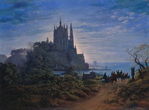 Gotisk kirke på en klippe ved havet av Karl Friedrich Schinkel