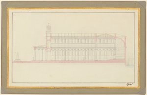 Lengdesnitt av en katedral for Berlin av Karl Friedrich Schinkel