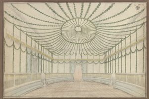 Merseburg. Slott. Utkast til dekorasjon av en sal i anledning hyllingsfestlighetene for Fredrik Vilhelm III av Preussen av Karl Friedrich Schinkel