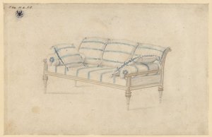 Potsdam-Sanssouci. Charlottenhof slott. Sofa av Karl Friedrich Schinkel