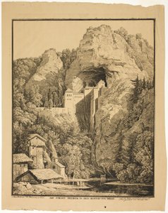 Predjama slott og Krein, tolv timer fra Trieste av Karl Friedrich Schinkel