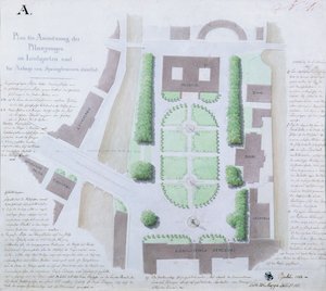 Redesign av Lustgarten, 1828 (wc og penn og blekk på papir) av Karl Friedrich Schinkel