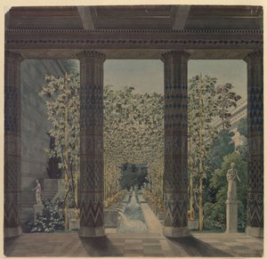 Orianda slott på Krim. Antikk utkast. Keiserhagen av Karl Friedrich Schinkel