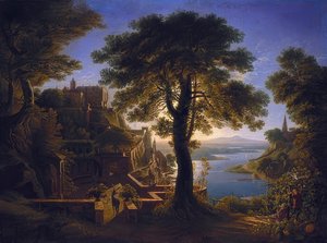 Slott ved elven. 1820 av Karl Friedrich Schinkel