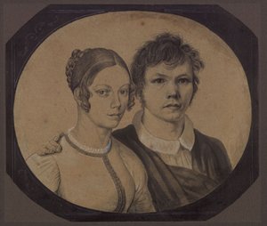Selvportrett av Karl Friedrich Schinkel med Susanne Schinkel, født Berger av Karl Friedrich Schinkel