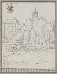Byutsikt over Edinburgh med hus av Karl Friedrich Schinkel
