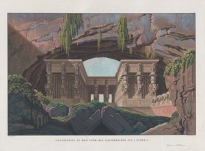 Scenografi for operaen Tryllefløyten av Wolfgang Amadeus Mozart, 1847-1849. av Karl Friedrich Schinkel