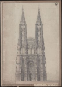 Strasbourg. Katedralen. Utkast til fullføringen av vestfasaden av Karl Friedrich Schinkel