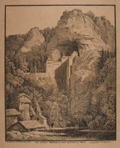 Predjama slott ved Trieste av Karl Friedrich Schinkel