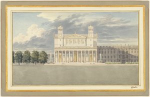 Fasaden og omgivelsene til en katedral for Berlin av Karl Friedrich Schinkel