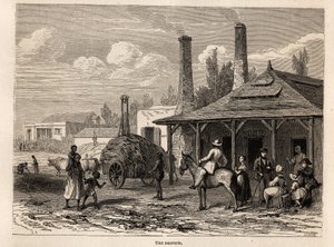 En sukkerfabrikk fra Riviere du Rempart, i Mauritius, tegning av Karl Girardet (1813-1871), for å illustrere Alfred Verneys opphold på Mauritius i 1861. Gravering i “” Le tour du monde””, redigert av Edouard Charton