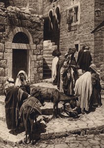 Betlehem, markedsscene (s/hvitt-bilde) av Karl Grober