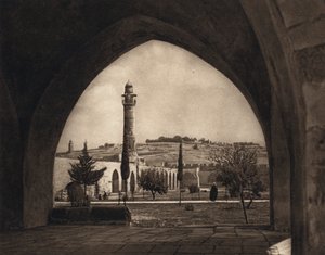 Jerusalem, utsikt over Oljeberget fra tempelplassen (s/hv-bilde) av Karl Grober