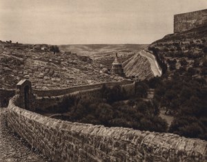 Jerusalem, utsikt over Kidrondalen (s/hvitt bilde)