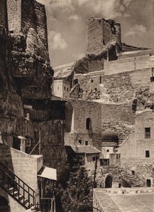 Mar Saba, Eudoxia-tårnet og klosteret (s/hvitt-bilde) av Karl Grober