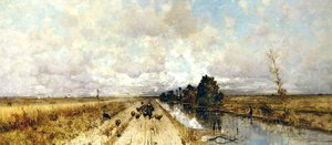 Road by Canal (olje på lerret) av Karl Heffner