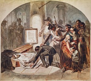Begravelse av det demokratiske Robert Blum-skuddet i oktober 1848 i Wien av Karl Hermann Schmolze