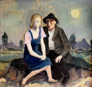 Liebespaar in Landschaft