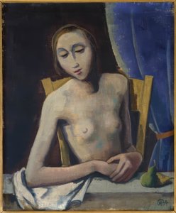 Jente foran teppet av Karl Hofer