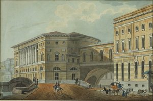 Utsikt over Palace Embankment i St. Petersburg, første kvartal av 1800-tallet.