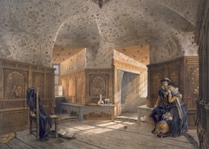 Fengsel til kong Erik XIV, sønn av Gustav I, på Gripsholm, pub. c1853-64. av Karl Johann Billmark