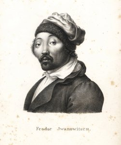Feodor Jwanowitsch, Kalmyk-nomaden kidnappet av russerne som senere ble maler og kobberstikker. Litografi av Karl Joseph Brodtmann fra Heinrich Rudolf Schinz
