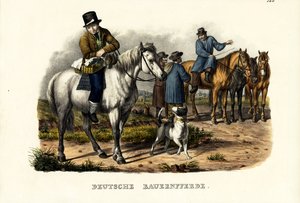 Tyske gårdshester, 1824 av Karl Joseph Brodtmann