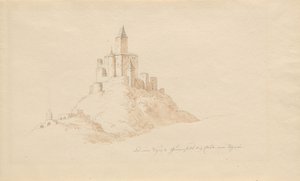 Det gamle Gutenfels-slottet nær Kaub ved Rhinen av Karl Julius Von Leypold