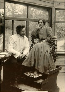 Forfatteren Leonid Andreyev med sin kone Alexandra Michailovna (s/hv-bilde) av Karl Karlovich Bulla