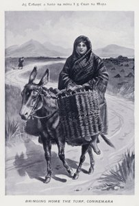 Bringing Home the Turf, Connemara (s/hvitt-bilde) av Karl Karlovich Piratsky