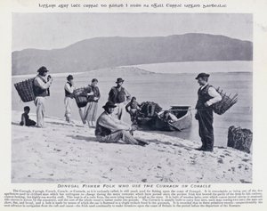 Donegal Fisher Folk som bruker Curragh eller Coracle (s/hvitt bilde) av Karl Karlovich Piratsky