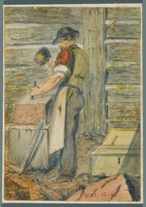 Stone Worker, 1864 (wc over svarte medieundertegning)