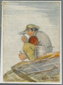 Stone Worker, 1864 (wc over svarte medieundertegning)