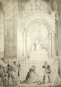 Gravmonumentet til keiserinne Josephine (1763-1814) i St. Peter og St. Paul-kirken, Rueil-Malmaison (blyant på papir)