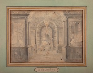 Napoleon på jobb i biblioteket i Chateau de Malmaison, ca. 1806